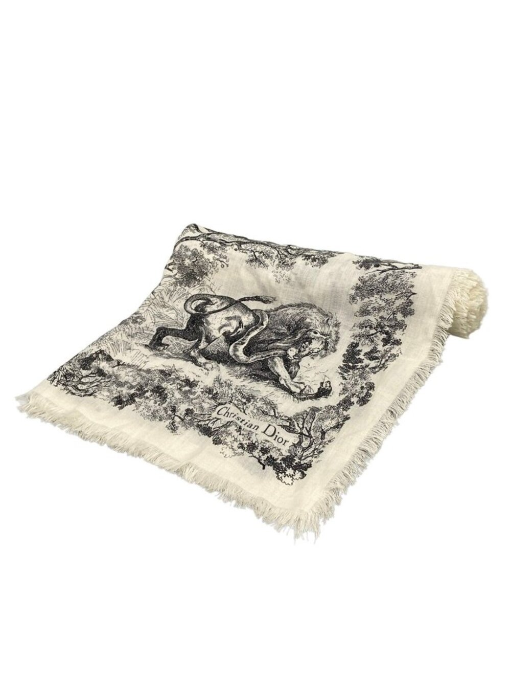 Dior Shawl Toile de Jouy Sauvage Ivory Black Scarf